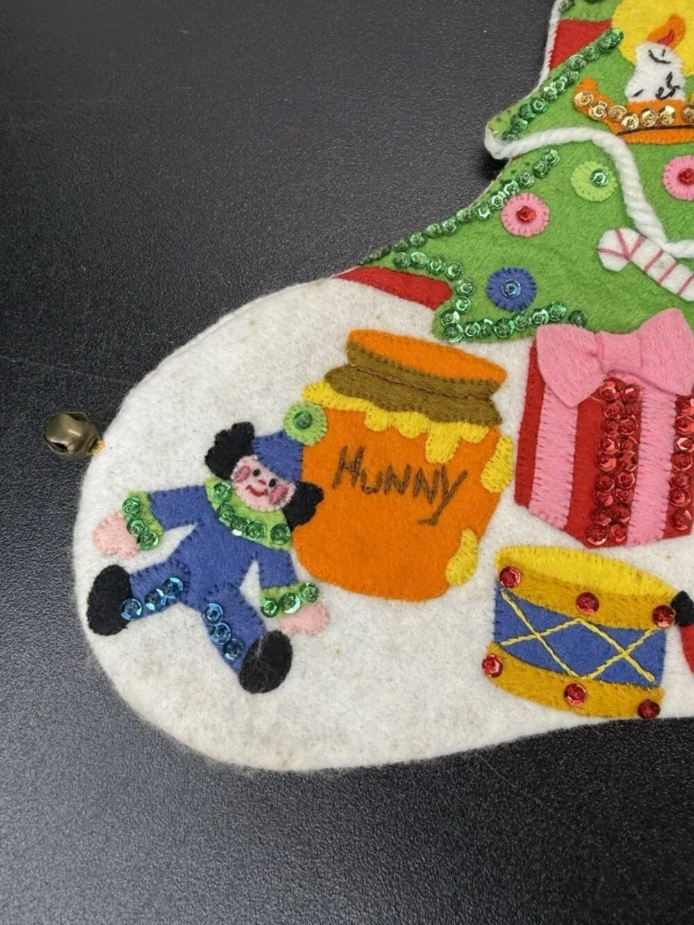 Disney Winnie the Pooh Christmas Stocking 3D Felt Vintage Walt Disney 1990s
